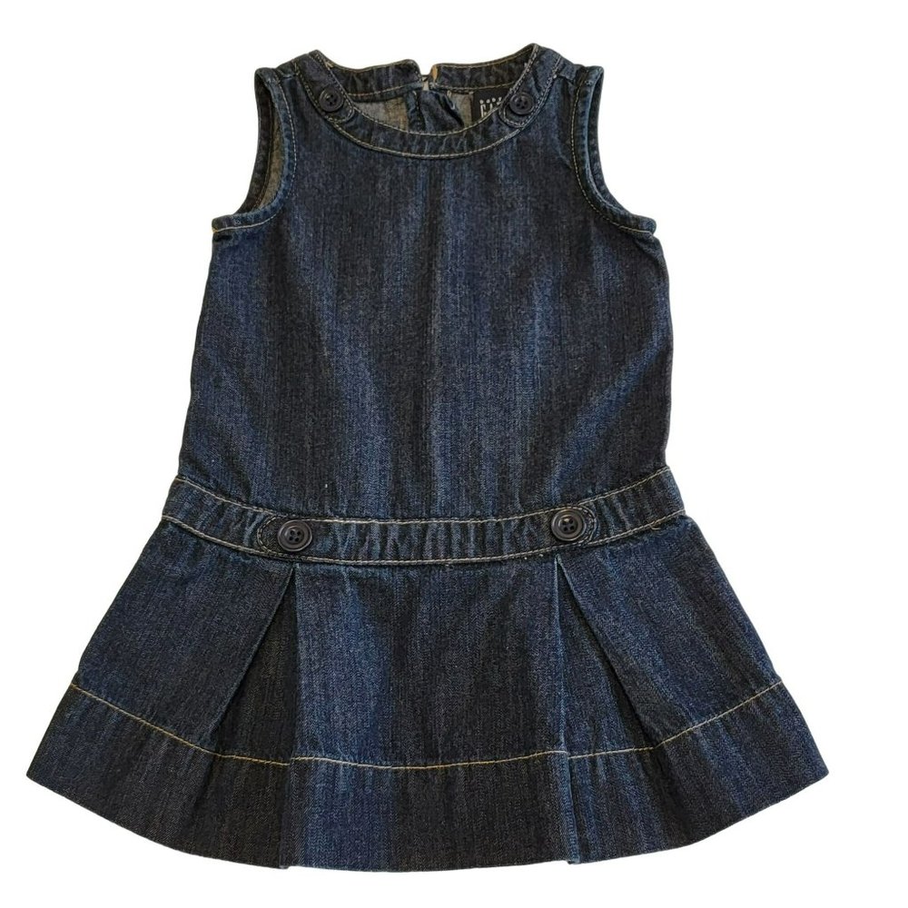 Baby Gap Girls 2YR Dark Wash Denim Dress with drop waist EUC